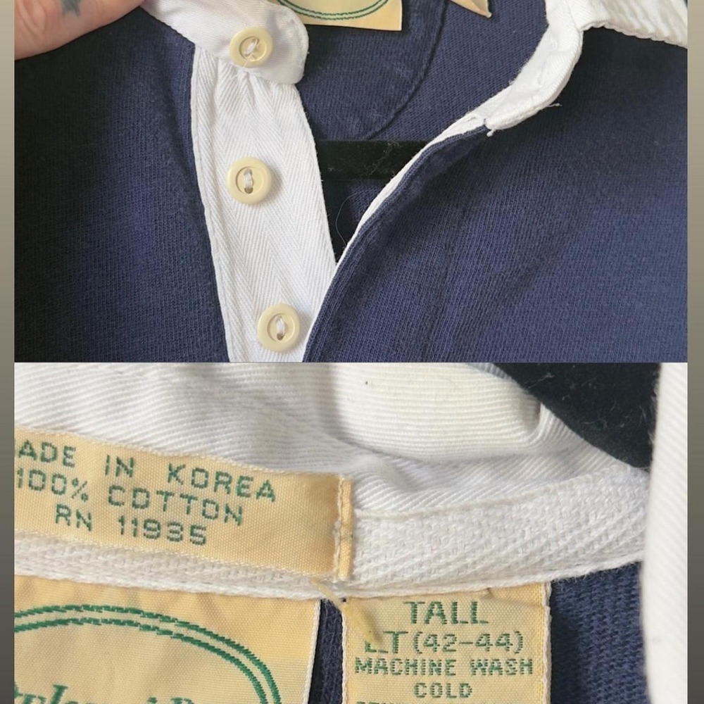 Vintage St Johns Bay Rugby Polo Shirt Retro Preppy USA Colorblock Men's L Tall - Picture 7 of 7